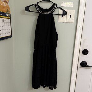 Francesca's Black Cocktail Dress with Lace, Jewels, & Beads